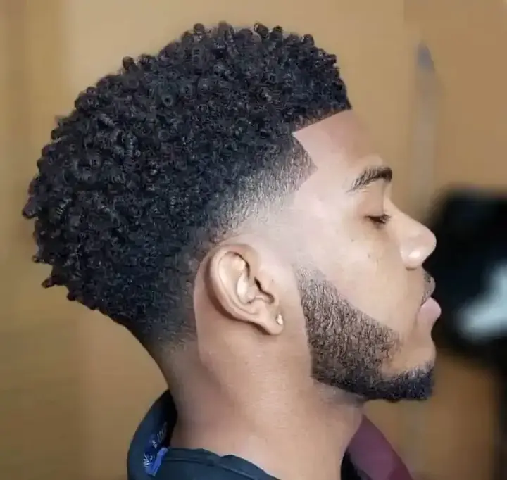 Men's curl fade at private barber studio in Brandon FL
